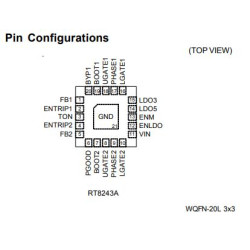 Controller IC Chip - Richtek RT8243AZQW, RT8243A 8A EE 8A EF 8A EC 8A EL 8A= QFN-20